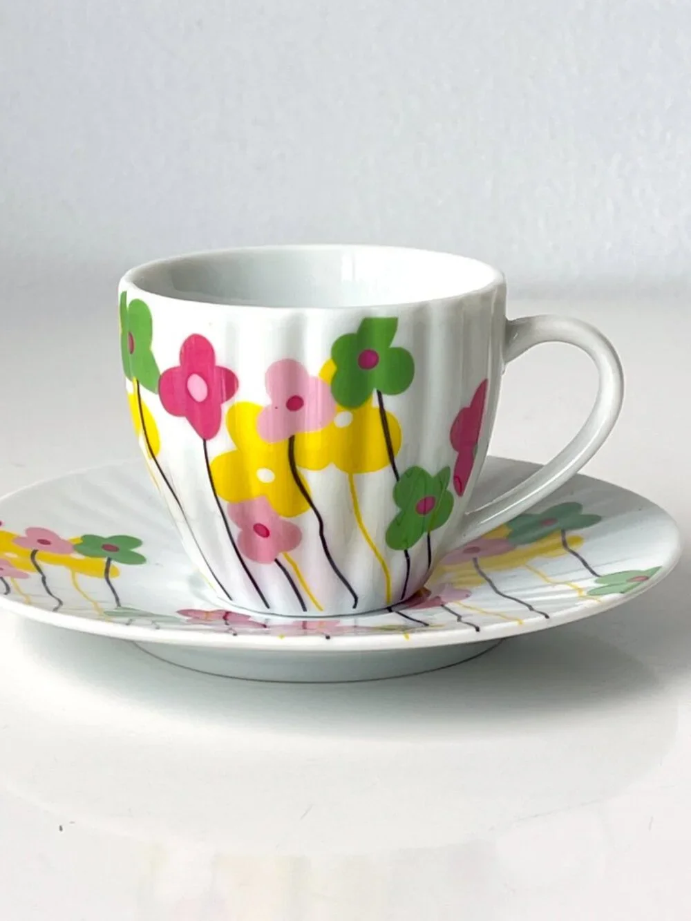 Alpine Cuisine Aramco Imports Porcelain Floral Demitasse Cup & Saucer Set of 10